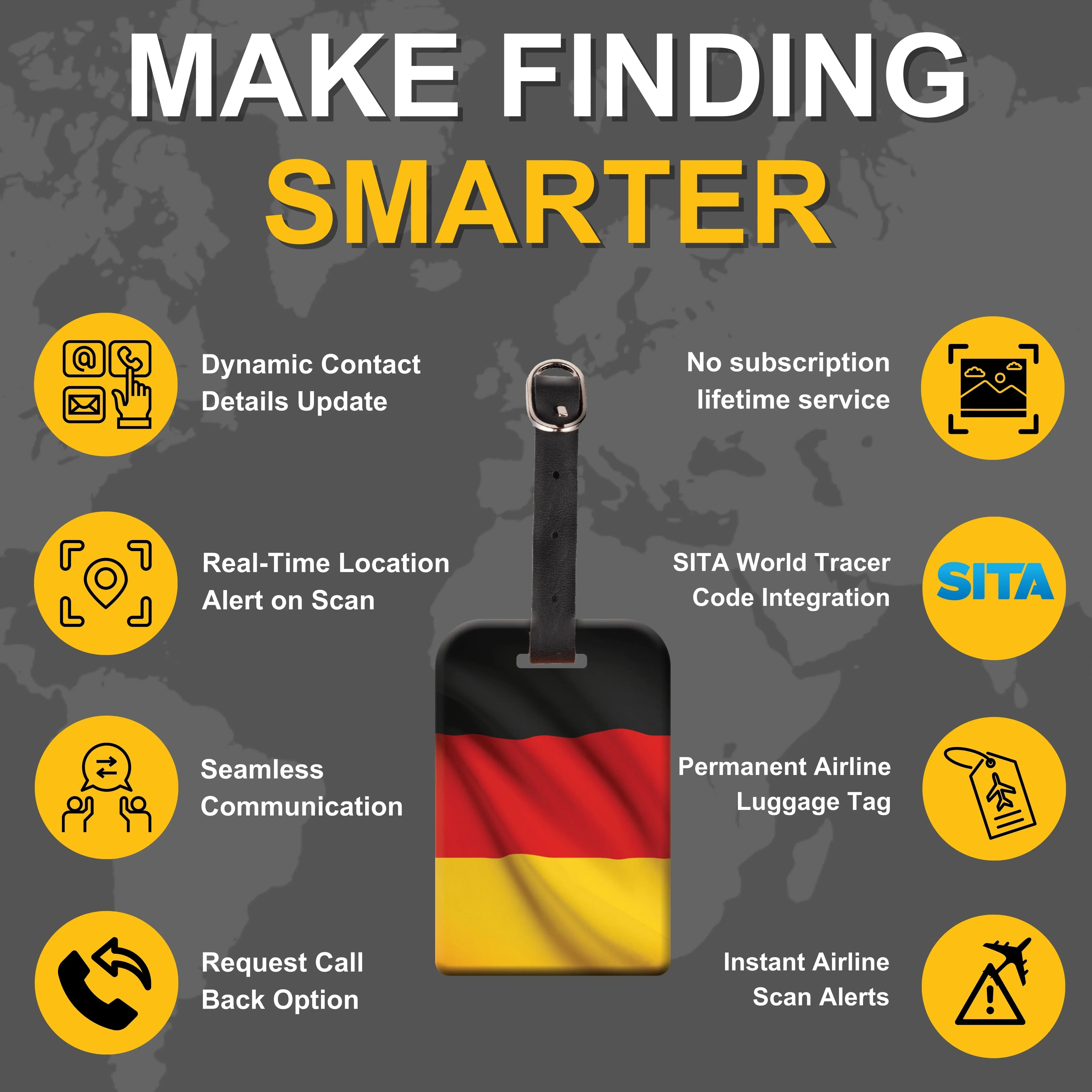 Smart Bag Security Tag - Germany Flag [Pack 2]