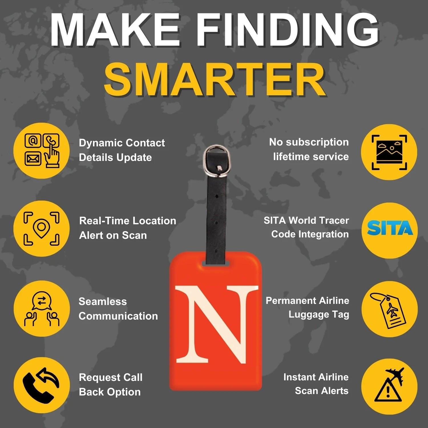 Initials Bag tag N  [pack 2]