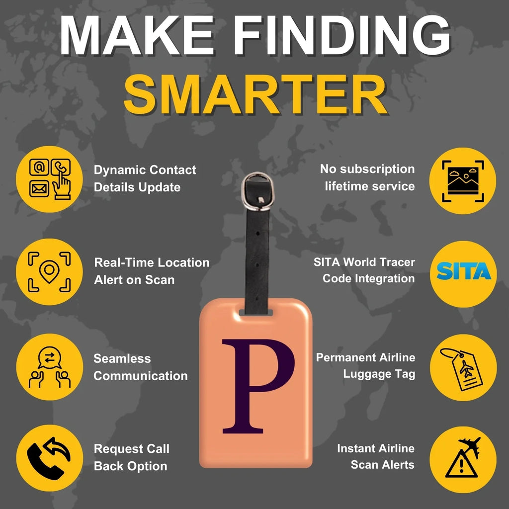 Initials Bag tag P  [pack 2]