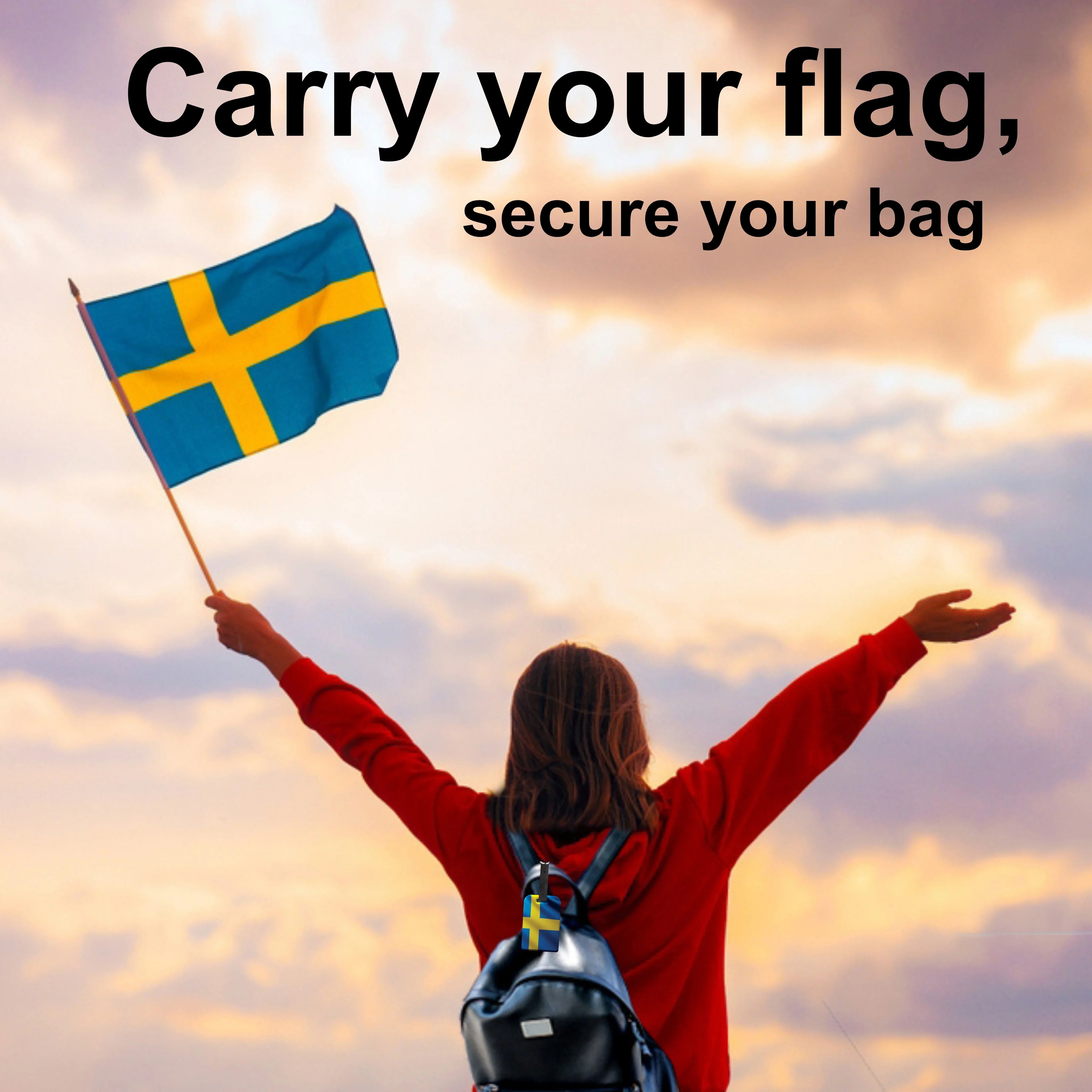 Smart Bag Security Tag - Sweden Flag [Pack 2]